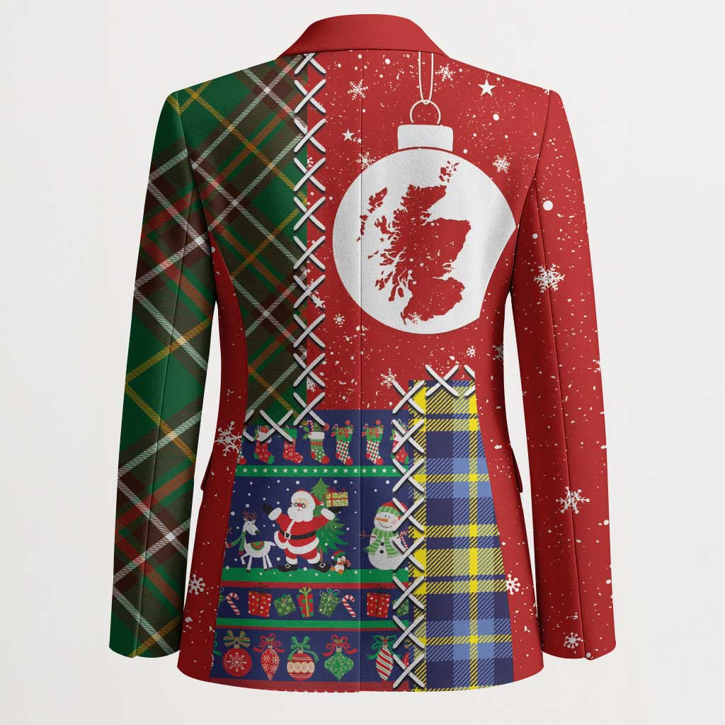 Scottish Christmas Blazer Scotland Lion and Xmas Elements Patch Style - Wonder Print Shop