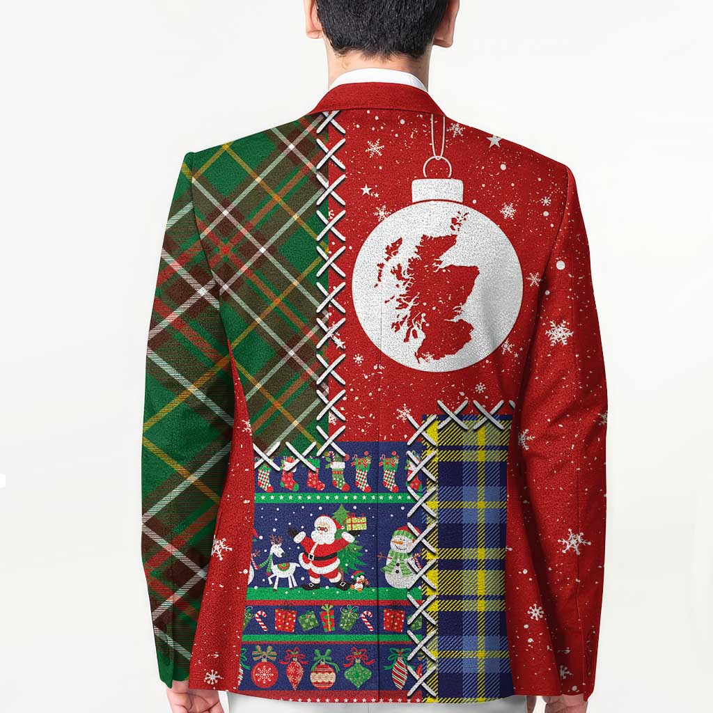 Scottish Christmas Blazer Scotland Lion and Xmas Elements Patch Style - Wonder Print Shop