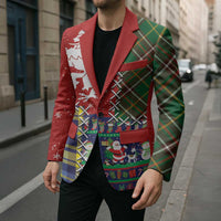 Scottish Christmas Blazer Scotland Lion and Xmas Elements Patch Style - Wonder Print Shop