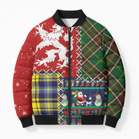 Scottish Christmas Bomber Puffer Jacket Scotland Lion and Xmas Elements Patch Style - Wonder Print Shop