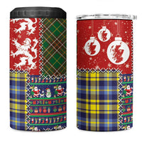 Scottish Christmas 4 in 1 Can Cooler Tumbler Scotland Lion and Xmas Elements Patch Style - Wonder Print Shop