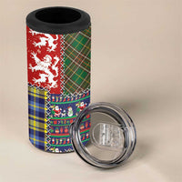 Scottish Christmas 4 in 1 Can Cooler Tumbler Scotland Lion and Xmas Elements Patch Style - Wonder Print Shop