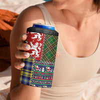 Scottish Christmas 4 in 1 Can Cooler Tumbler Scotland Lion and Xmas Elements Patch Style - Wonder Print Shop