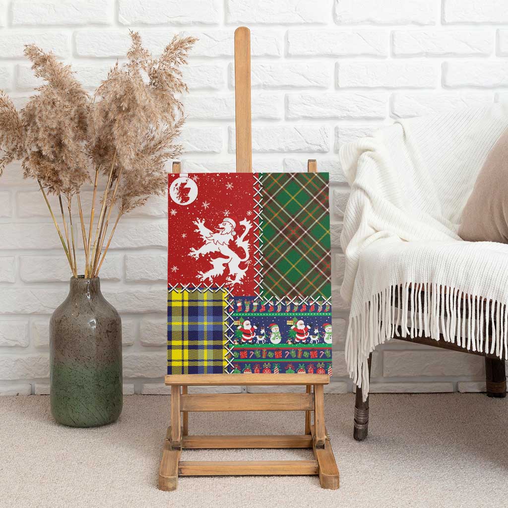 Scottish Christmas Canvas Wall Art Scotland Lion and Xmas Elements Patch Style - Wonder Print Shop
