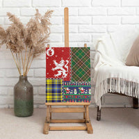 Scottish Christmas Canvas Wall Art Scotland Lion and Xmas Elements Patch Style - Wonder Print Shop
