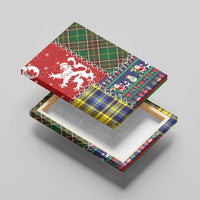 Scottish Christmas Canvas Wall Art Scotland Lion and Xmas Elements Patch Style - Wonder Print Shop