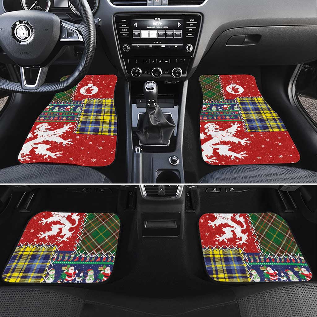 Scottish Christmas Car Mats Scotland Lion and Xmas Elements Patch Style - Wonder Print Shop
