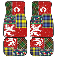 Scottish Christmas Car Mats Scotland Lion and Xmas Elements Patch Style - Wonder Print Shop
