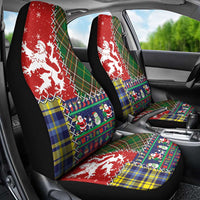 Scottish Christmas Car Seat Cover Scotland Lion and Xmas Elements Patch Style - Wonder Print Shop