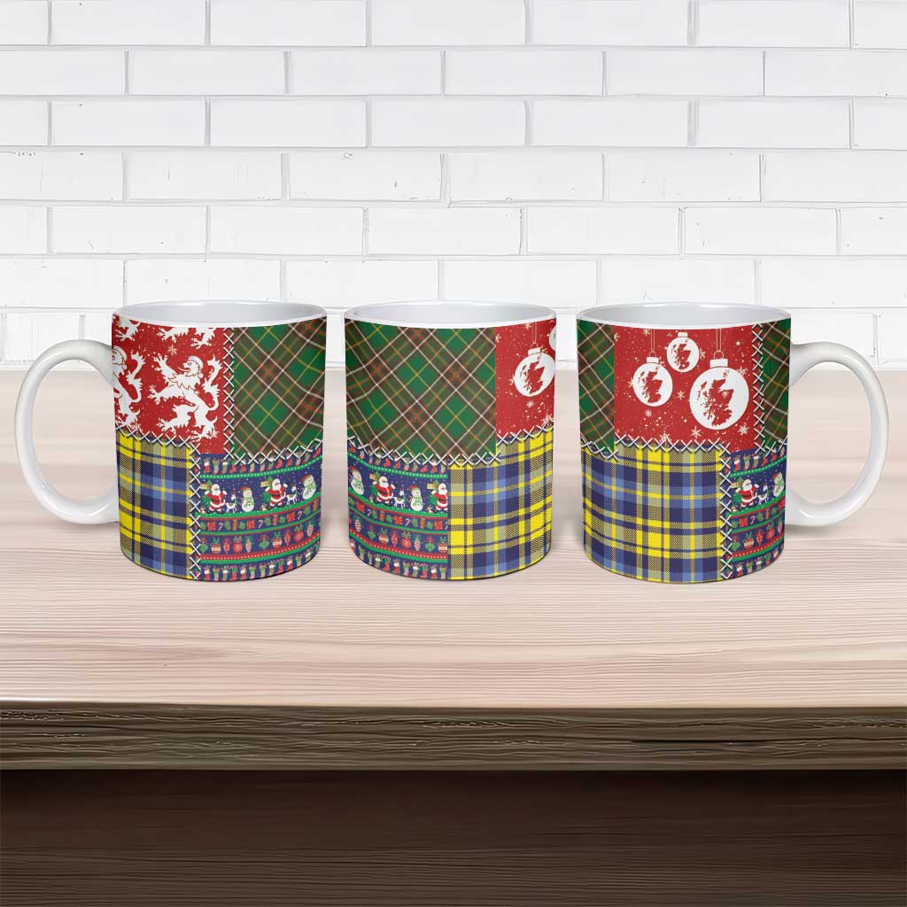 Scottish Christmas Ceramic Mug Scotland Lion and Xmas Elements Patch Style - Wonder Print Shop