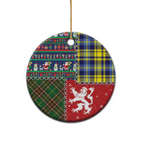 Scottish Christmas Ceramic Ornament Scotland Lion and Xmas Elements Patch Style - Wonder Print Shop