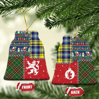 Scottish Christmas Ceramic Ornament Scotland Lion and Xmas Elements Patch Style - Wonder Print Shop