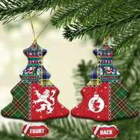 Scottish Christmas Ceramic Ornament Scotland Lion and Xmas Elements Patch Style - Wonder Print Shop