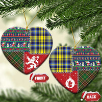 Scottish Christmas Ceramic Ornament Scotland Lion and Xmas Elements Patch Style - Wonder Print Shop