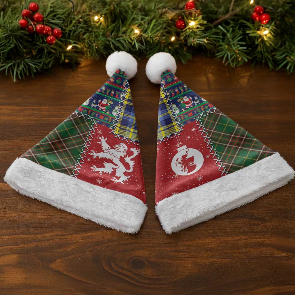 Scottish Christmas Santa Hat Scotland Lion and Xmas Elements Patch Style - Wonder Print Shop