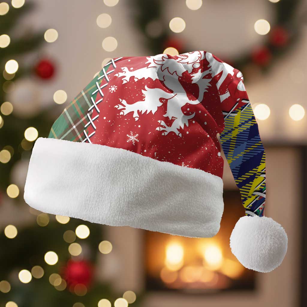 Scottish Christmas Santa Hat Scotland Lion and Xmas Elements Patch Style - Wonder Print Shop
