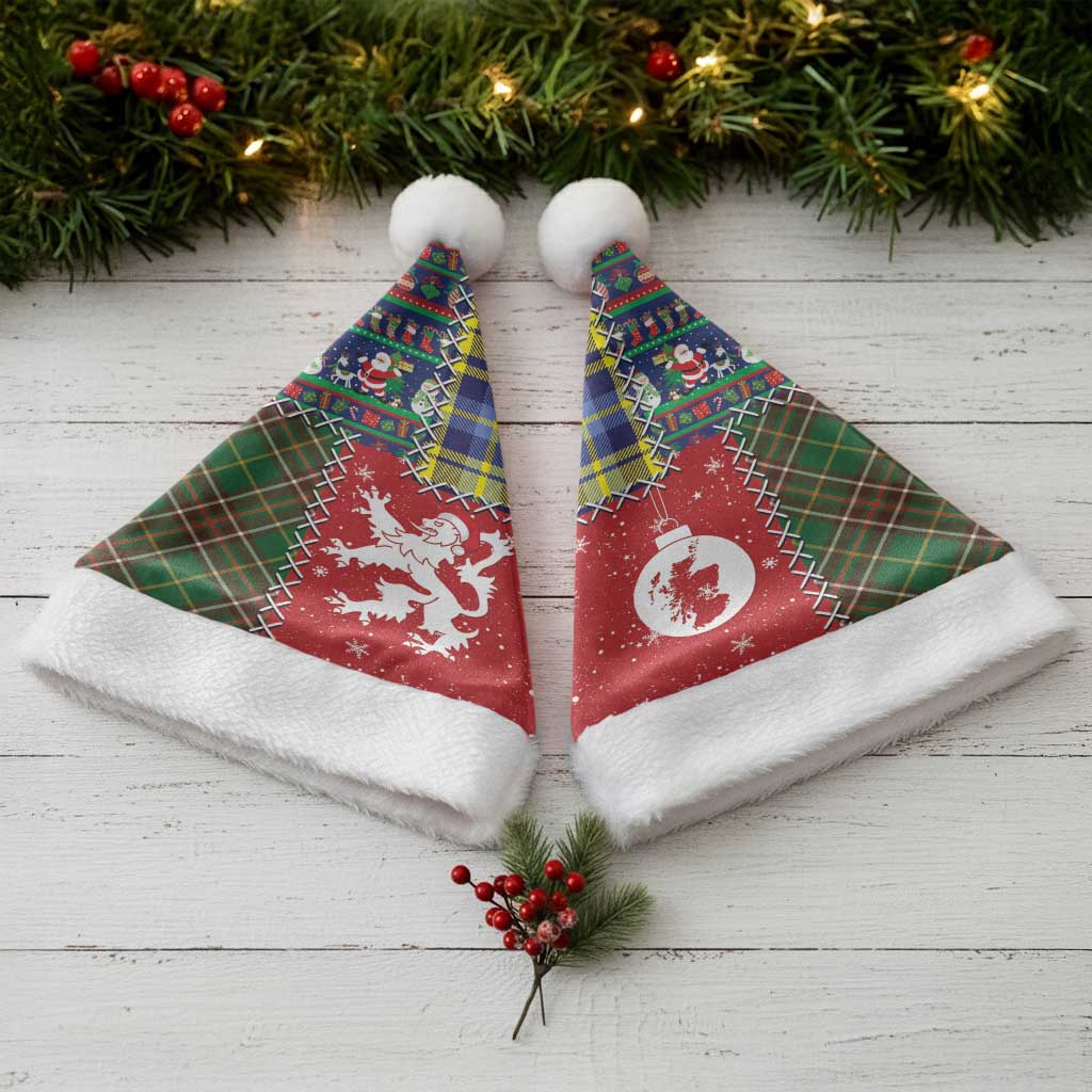 Scottish Christmas Santa Hat Scotland Lion and Xmas Elements Patch Style - Wonder Print Shop