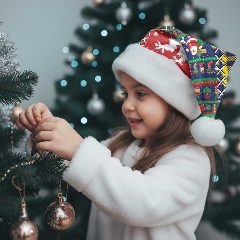 Scottish Christmas Santa Hat Scotland Lion and Xmas Elements Patch Style - Wonder Print Shop