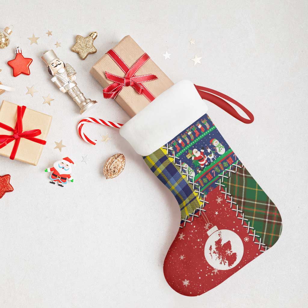 Scottish Christmas Stocking Scotland Lion and Xmas Elements Patch Style - Wonder Print Shop