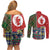Scottish Christmas Couples Matching Off Shoulder Short Dress and Long Sleeve Button Shirt Scotland Lion and Xmas Elements Patch Style - Wonder Print Shop