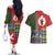 Scottish Christmas Couples Matching Off The Shoulder Long Sleeve Dress and Hawaiian Shirt Scotland Lion and Xmas Elements Patch Style - Wonder Print Shop