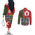 Scottish Christmas Couples Matching Off The Shoulder Long Sleeve Dress and Long Sleeve Button Shirt Scotland Lion and Xmas Elements Patch Style - Wonder Print Shop