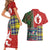 Scottish Christmas Couples Matching Short Sleeve Bodycon Dress and Hawaiian Shirt Scotland Lion and Xmas Elements Patch Style - Wonder Print Shop