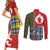 Scottish Christmas Couples Matching Short Sleeve Bodycon Dress and Long Sleeve Button Shirt Scotland Lion and Xmas Elements Patch Style - Wonder Print Shop