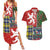 Scottish Christmas Couples Matching Summer Maxi Dress and Hawaiian Shirt Scotland Lion and Xmas Elements Patch Style - Wonder Print Shop