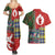 Scottish Christmas Couples Matching Summer Maxi Dress and Hawaiian Shirt Scotland Lion and Xmas Elements Patch Style - Wonder Print Shop