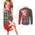 Scottish Christmas Couples Matching Summer Maxi Dress and Long Sleeve Button Shirt Scotland Lion and Xmas Elements Patch Style - Wonder Print Shop