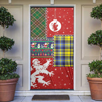 Scottish Christmas Door Cover Scotland Lion and Xmas Elements Patch Style - Wonder Print Shop