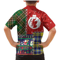 Scottish Christmas Family Matching Mermaid Dress and Hawaiian Shirt Scotland Lion and Xmas Elements Patch Style - Wonder Print Shop