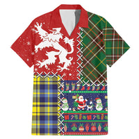 Scottish Christmas Family Matching Mermaid Dress and Hawaiian Shirt Scotland Lion and Xmas Elements Patch Style - Wonder Print Shop