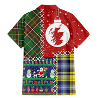 Scottish Christmas Family Matching Mermaid Dress and Hawaiian Shirt Scotland Lion and Xmas Elements Patch Style - Wonder Print Shop
