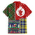 Scottish Christmas Family Matching Off Shoulder Short Dress and Hawaiian Shirt Scotland Lion and Xmas Elements Patch Style - Wonder Print Shop