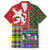 Scottish Christmas Family Matching Short Sleeve Bodycon Dress and Hawaiian Shirt Scotland Lion and Xmas Elements Patch Style - Wonder Print Shop