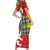 Scottish Christmas Family Matching Short Sleeve Bodycon Dress and Hawaiian Shirt Scotland Lion and Xmas Elements Patch Style - Wonder Print Shop