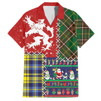 Scottish Christmas Family Matching Tank Maxi Dress and Hawaiian Shirt Scotland Lion and Xmas Elements Patch Style - Wonder Print Shop