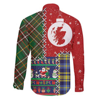 Scottish Christmas Family Matching Tank Maxi Dress and Hawaiian Shirt Scotland Lion and Xmas Elements Patch Style - Wonder Print Shop