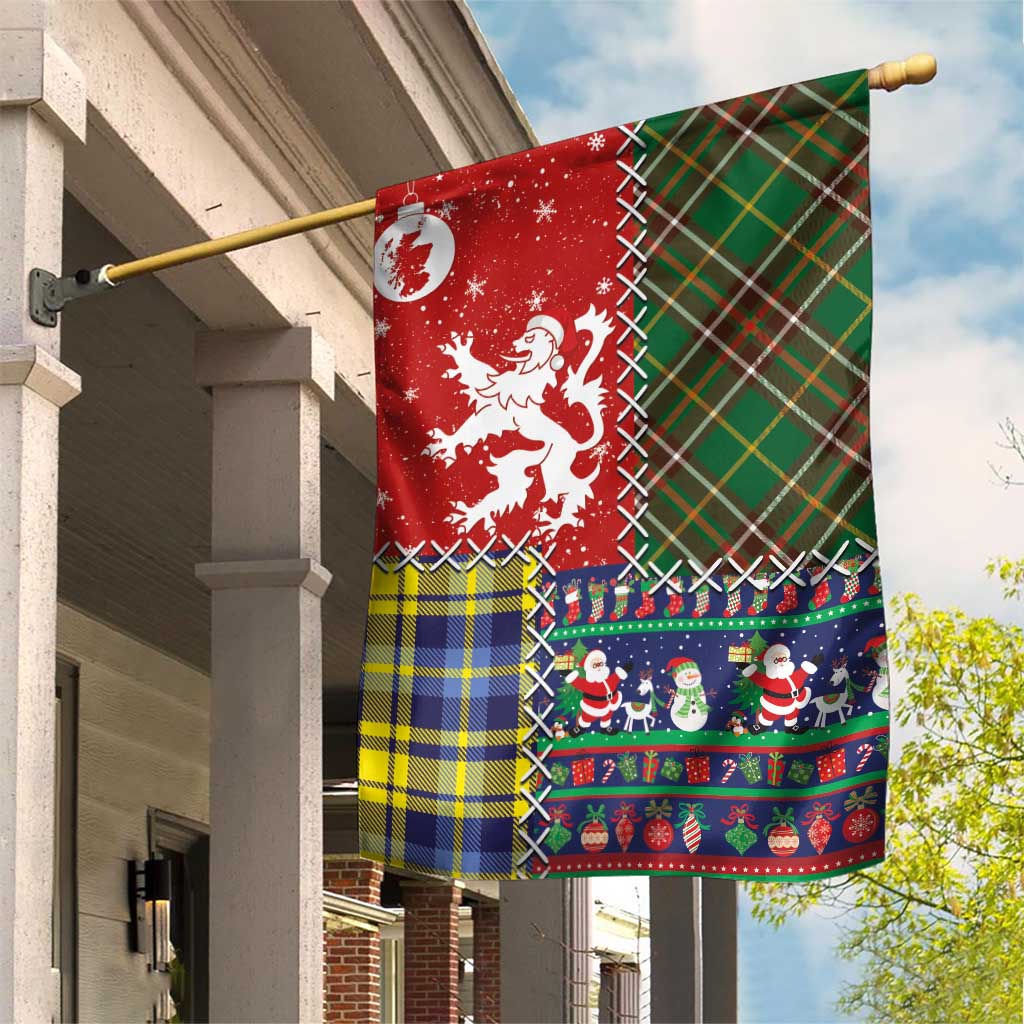 Scottish Christmas Garden Flag Scotland Lion and Xmas Elements Patch Style - Wonder Print Shop