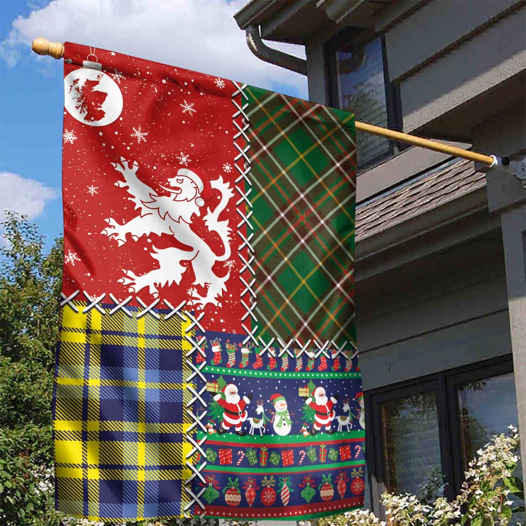 Scottish Christmas Garden Flag Scotland Lion and Xmas Elements Patch Style - Wonder Print Shop