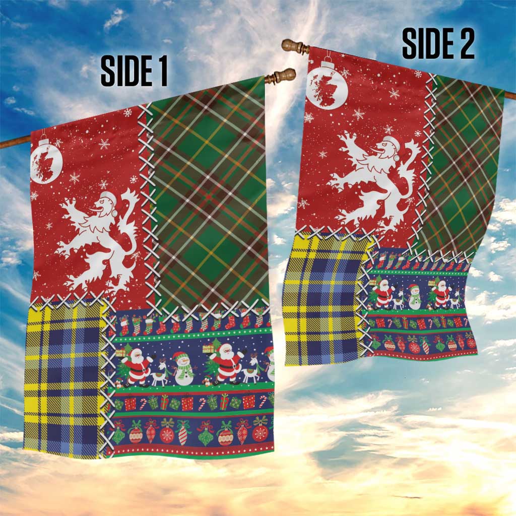 Scottish Christmas Garden Flag Scotland Lion and Xmas Elements Patch Style - Wonder Print Shop