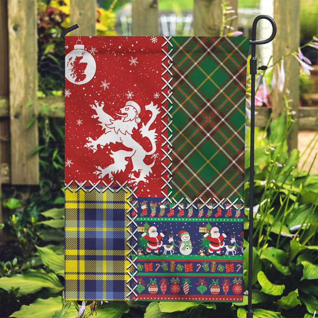 Scottish Christmas Garden Flag Scotland Lion and Xmas Elements Patch Style - Wonder Print Shop
