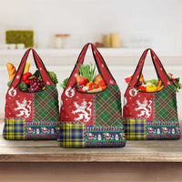 Scottish Christmas Grocery Bag Scotland Lion and Xmas Elements Patch Style - Wonder Print Shop