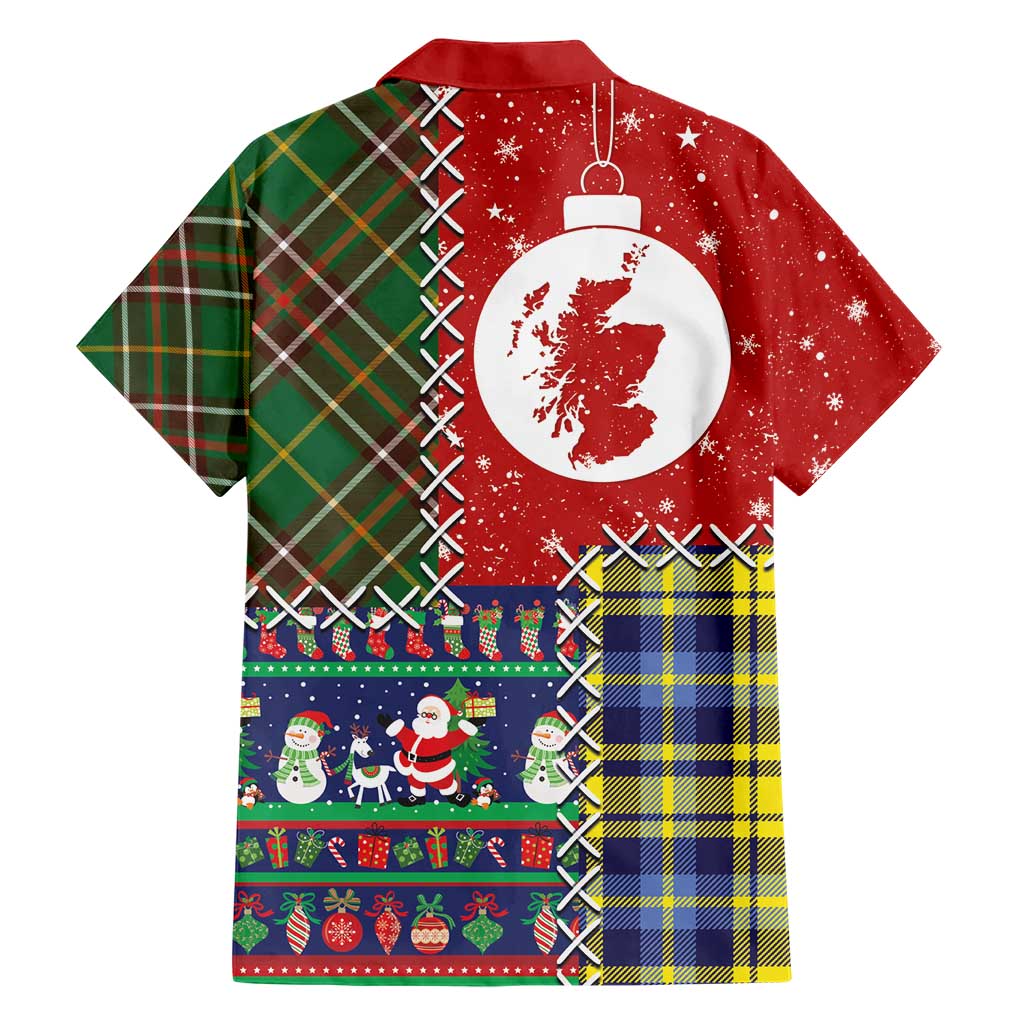 Scottish Christmas Hawaiian Shirt Scotland Lion and Xmas Elements Patch Style - Wonder Print Shop