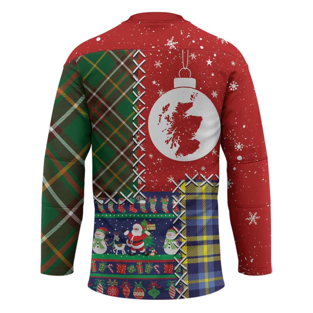 Scottish Christmas Hockey Jersey Scotland Lion and Xmas Elements Patch Style - Wonder Print Shop