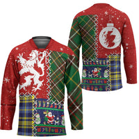 Scottish Christmas Hockey Jersey Scotland Lion and Xmas Elements Patch Style - Wonder Print Shop