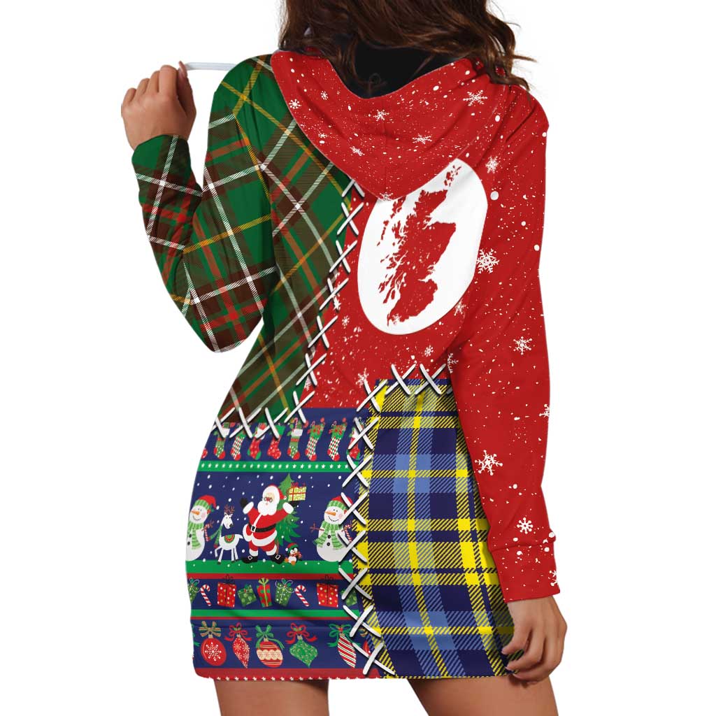 Scottish Christmas Hoodie Dress Scotland Lion and Xmas Elements Patch Style - Wonder Print Shop