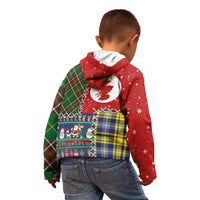 Scottish Christmas Kid Hoodie Scotland Lion and Xmas Elements Patch Style - Wonder Print Shop